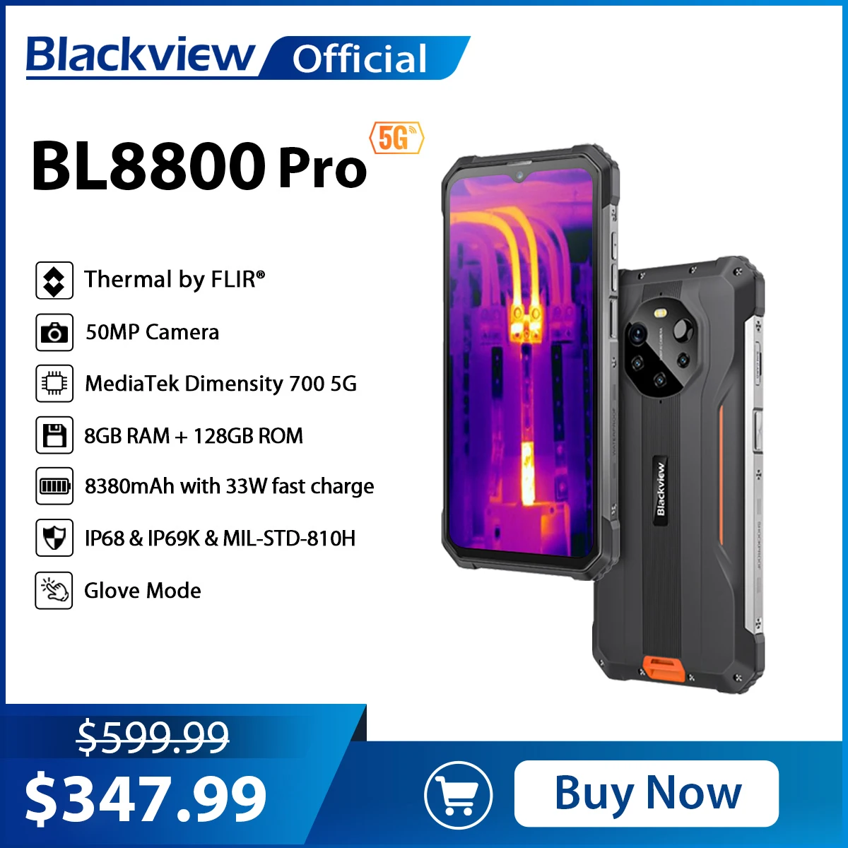 Blackview Bl8800 Pro 8/128gb 5g Cámara Térmica Flir Uso Rudo