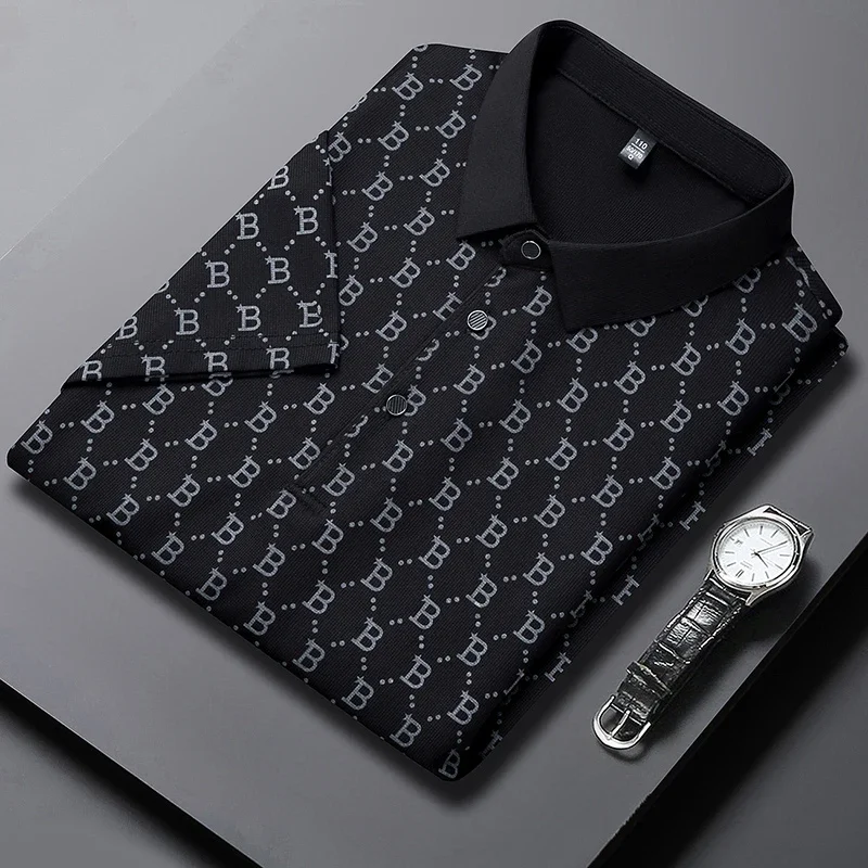 Polo Shirt Men's Business Print Short Sleeved POLO Shirt