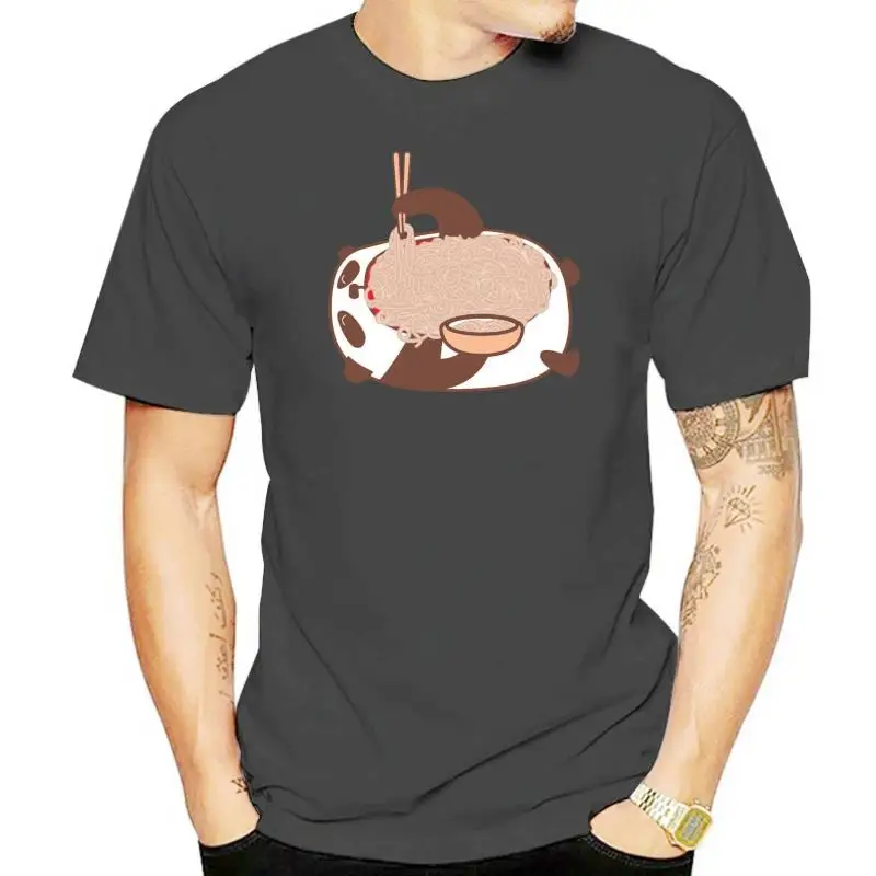 

Panda Laying Down Eating Noodles Men'S Tee -Image By Loose Size Top Tee Shirt