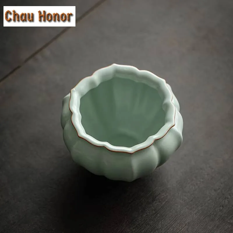 500ml Azure Ru Kiln Jianshui Ceramic Wash Tea Bowl Handmade Home Kung Fu Tea Set Tea Residue Bucket Tea Ceremony Accessories