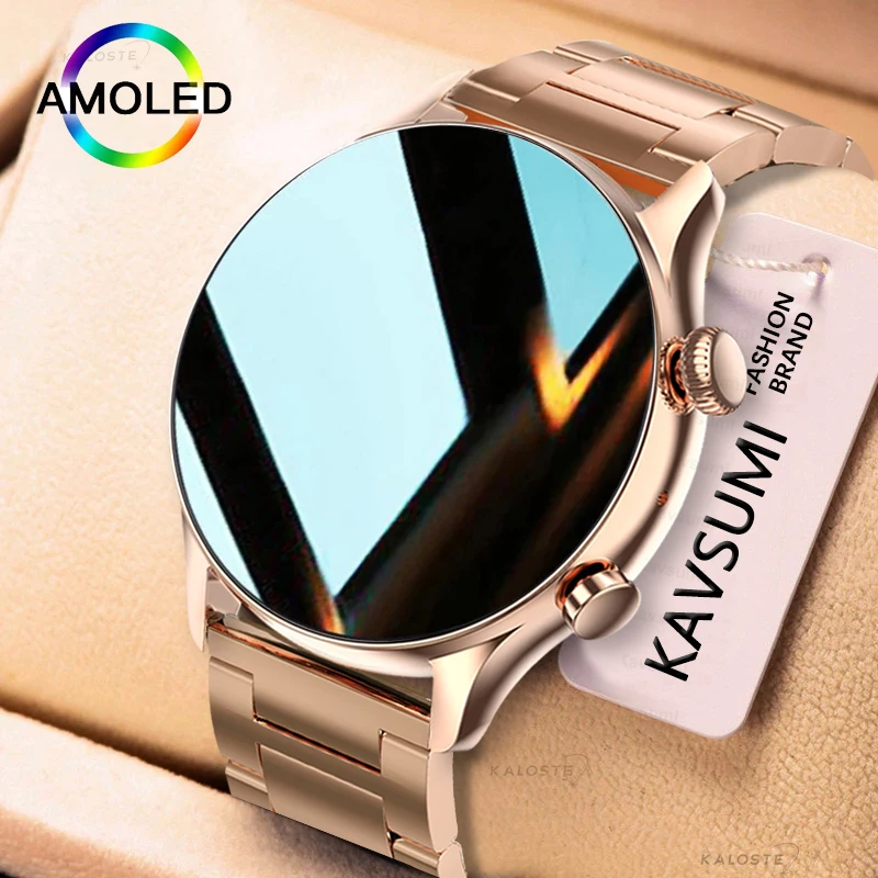 Kavsumi smartwatch frauen amoled hd bildschirm immer auf dem display bluetooth call ip68 wasserdicht nfc smart männer uhr für android ios