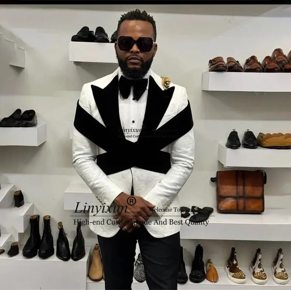 

Модный жаккардовый Свадебный костюм для мужчин, смокинг для жениха с заостренным лацканом, комплекты из 2 предметов, для жениха, тонкий мужской костюм