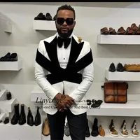 Fashion Jacquard Wedding Suit For Men Peaked Lapel Groom Tuxedos 2 Pieces Sets Bridegroom Prom Blazers Slim Fit disfraz hombre 1