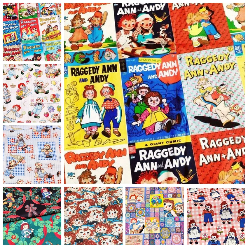 Ann and Andy Collection-BTY Cotton Fabric 1 Yard Retro Cartoon Characters Vintage Doll