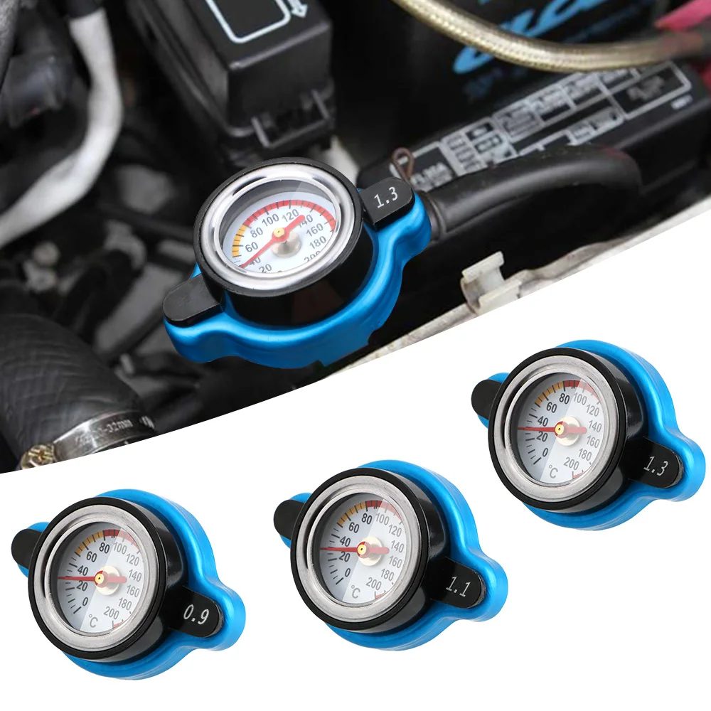 Temperature Gauge 0.9/1.1/1.3 Bar Thermo Radiator Cap Tank Cover Replacement Pressure Balance Function Car Accessories automobile gauge,digital temperature gauge,water temperature gauge,motorcycle temperature gauge,radiator cap cover