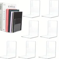 4/8pcs Set Clear Acrylic Bookends - Desktop Display Stands for Office, Home & Retail Use, Book Storage, Transparent 1