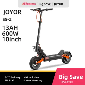 Scooter elettrico JOYOR S5-Z, motore da 600 W, batteria 48 V 13 Ah E-Scooter per adulti Pneumatici da 10 * 3 pollici, velocità 25 km / h Escooter per pendolari in città