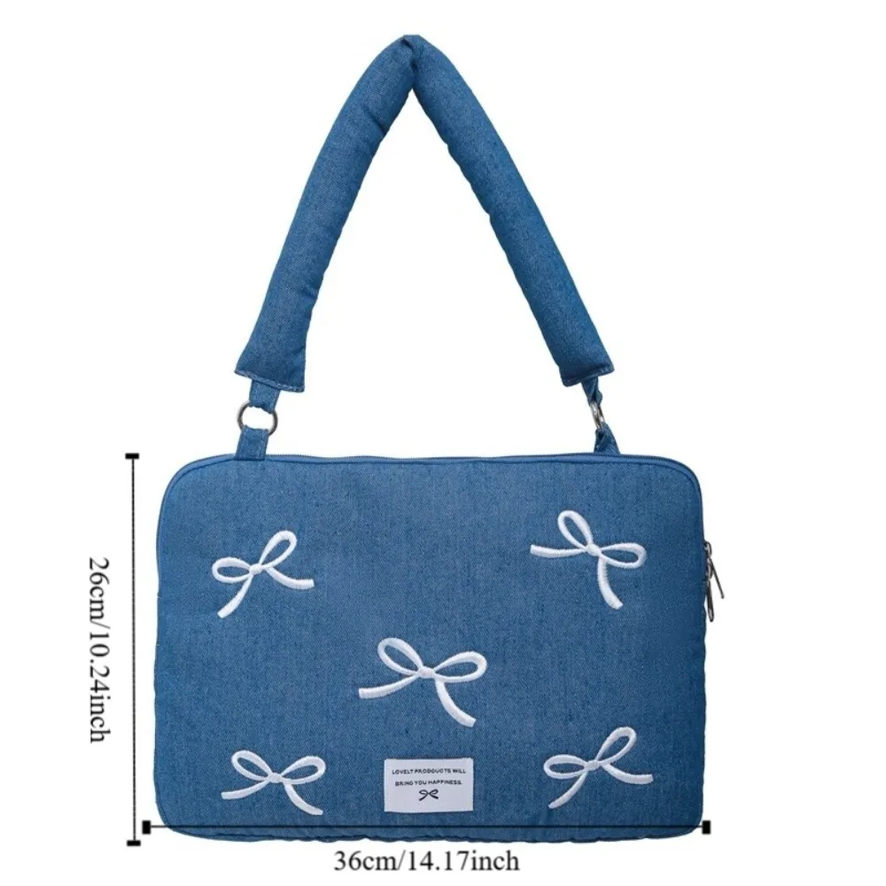 Borsa per Computer Portatile alla Moda da 14 Pollici, Custodia Antiurto per Laptop con Fiocco Ricamato, Borsa Morbida per Computer per il Pendolarismo Quotidiano - immagine 6