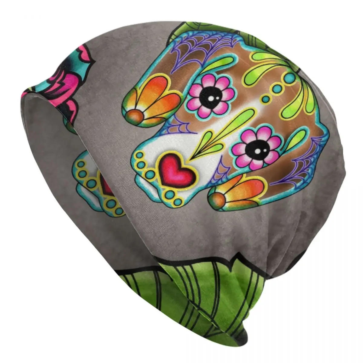 

Day Of The Dead Beagle Bonnet Hats Cool Knitting Hat For Women Men Autumn Winter Warm Sugar Skull Dog Skullies Beanies Caps