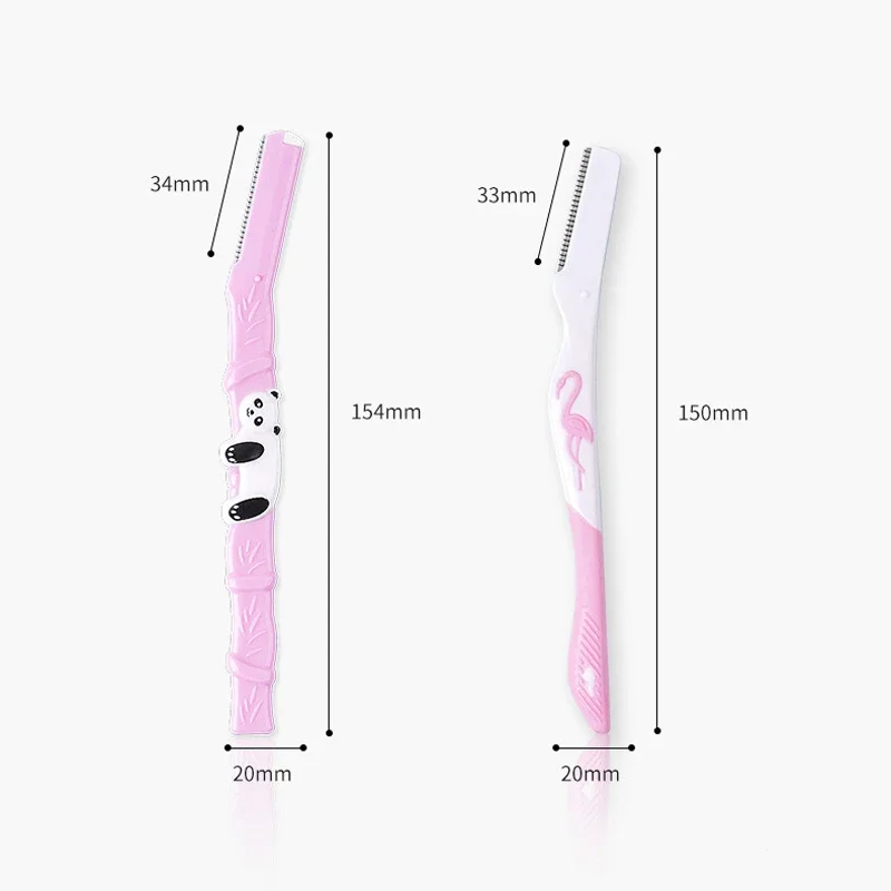 Yunduogirl 6/10pc Panda Flamingo Eyebrow Trimmer Safety Mini Portable Painless Face Razor Eye Brow Cutters Makeup Tool