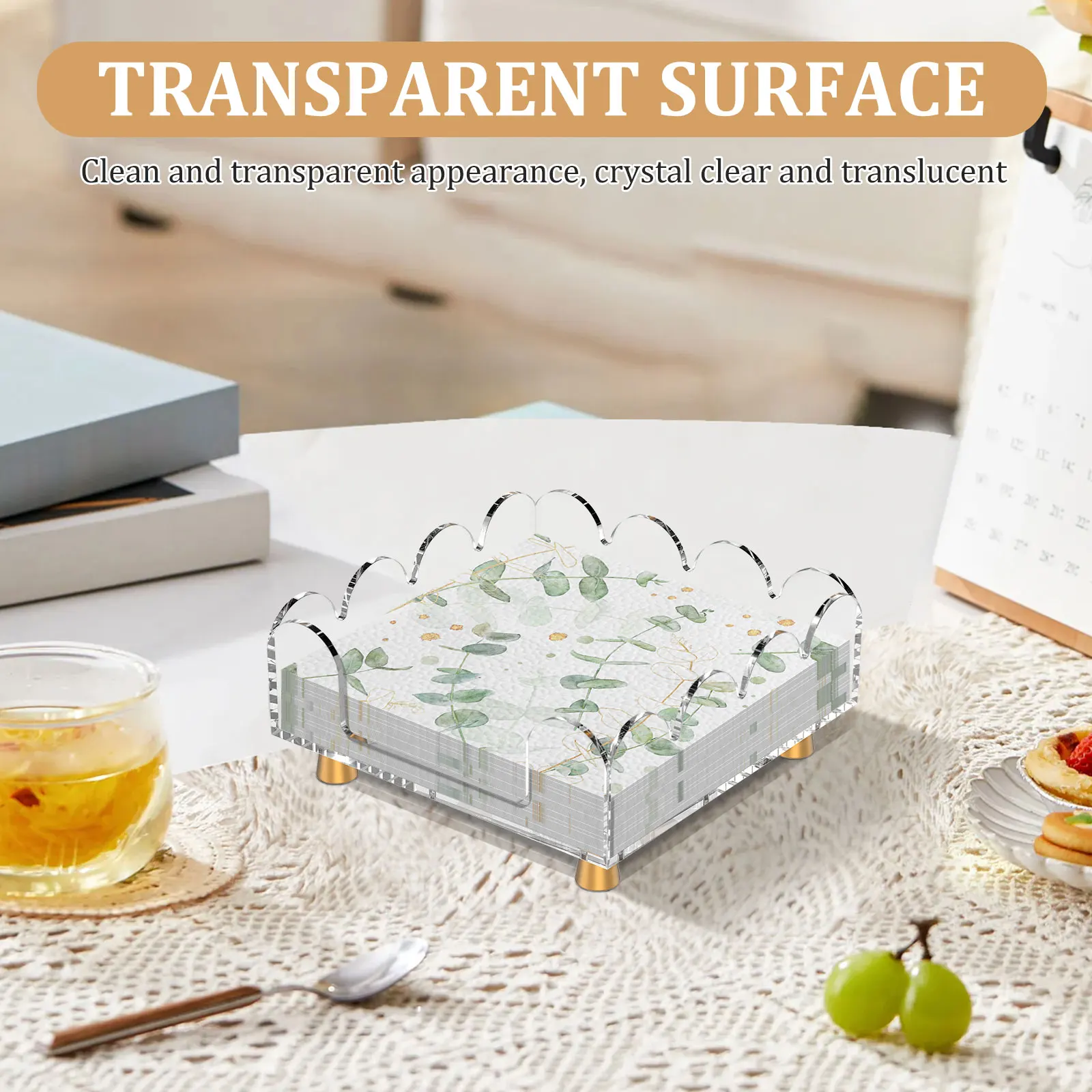 Acrylic Napkin Holder Rectangle Transparent Hand Towel Holder Multi purpose Cocktail Napkins Storage Rack for Kitchen Bathroom