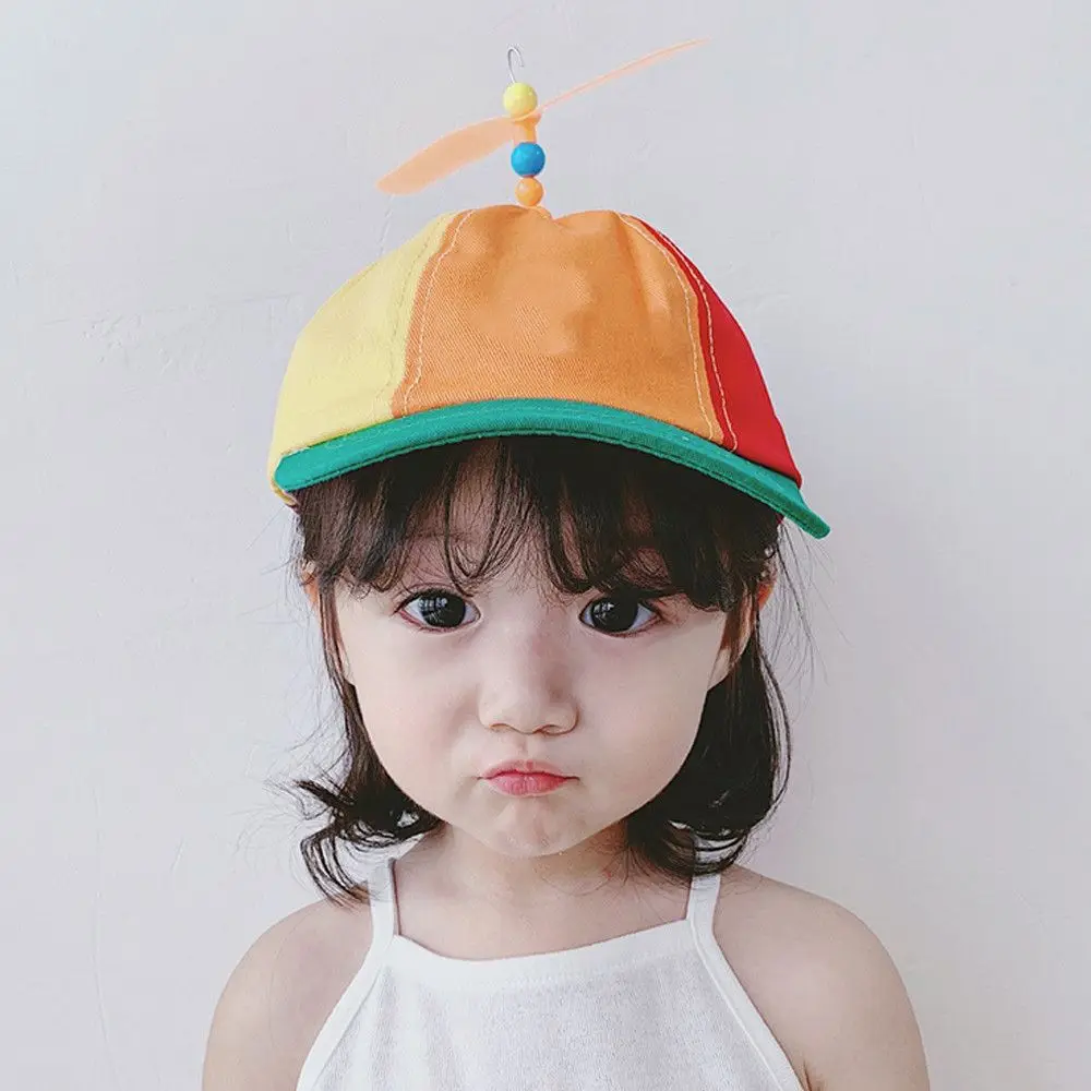 

Rainbow Baseball Cap Kids Boys Girls Funny Helicopter Propeller Sun Cap Bamboo Dragonfly Snapback Hat