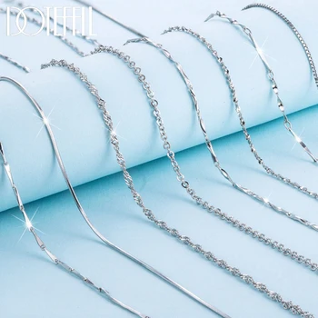 DOTEFFIL 100% Genuine 925 Sterling Silver Base Chain Necklace For Woman Man Wedding Engagement Charm Jewelry