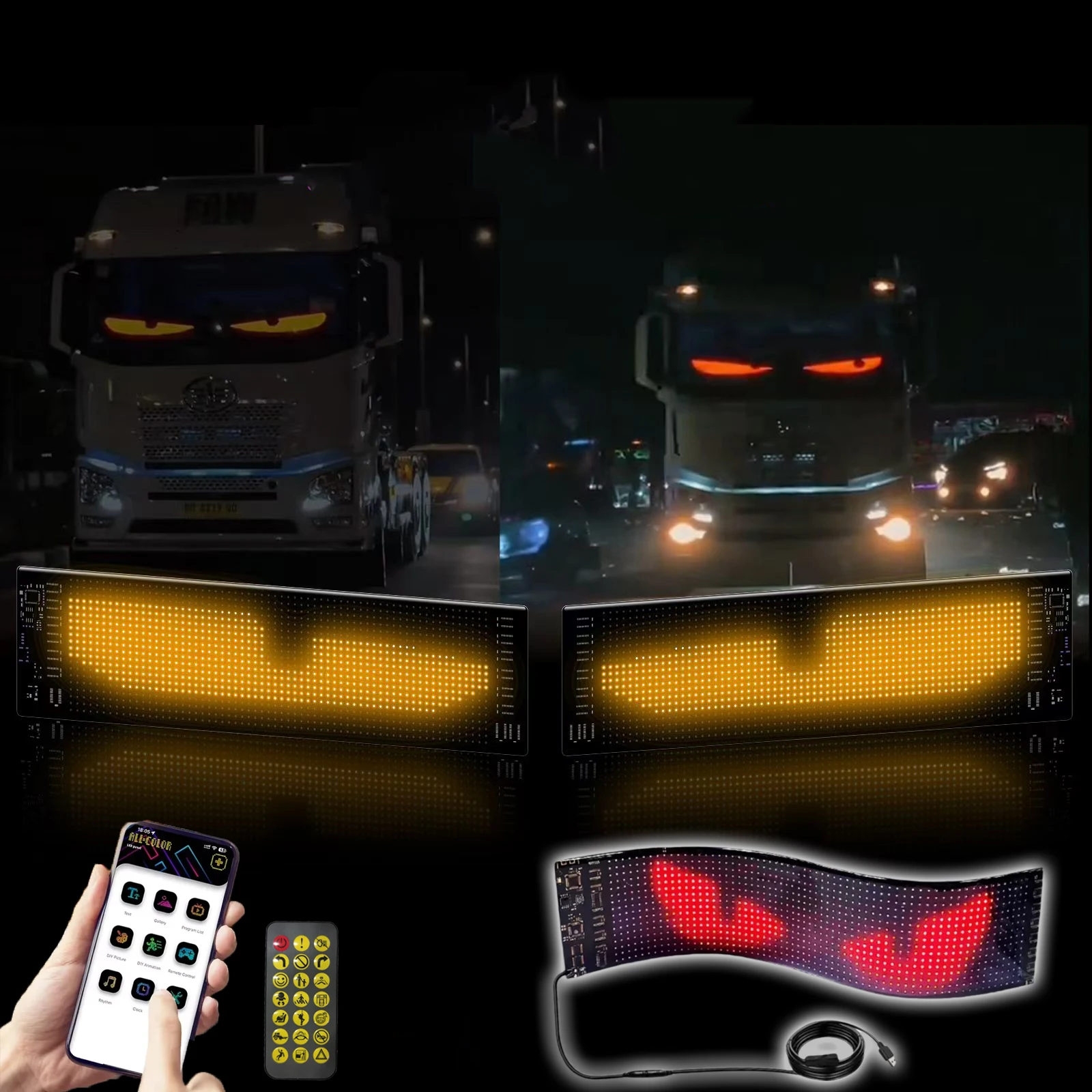 LED Matrix Pixel Panel Scrolling Bright Advertising LED Signs Bluetooth App Control Light DIY Car Pattern Animation led light led panel led display light led signs