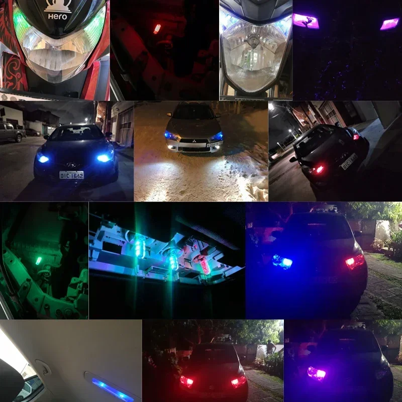T10 W5W RGB LED Car Interior Bulb With Remote 194 168 LED Canbus 12SMD 5050 Chip Wedge Clearance Lights Auto Dome Reading Light
