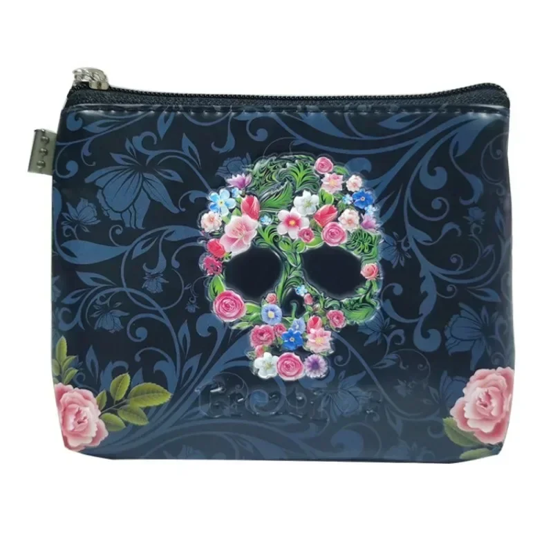 Rose Skull Coin Purse 1pc 12*10cm Mini Wallet Portable PU Non-woven Fabric Women Keys ID Credit Cards Holder Bag Organizer Case coin purse coin wallet