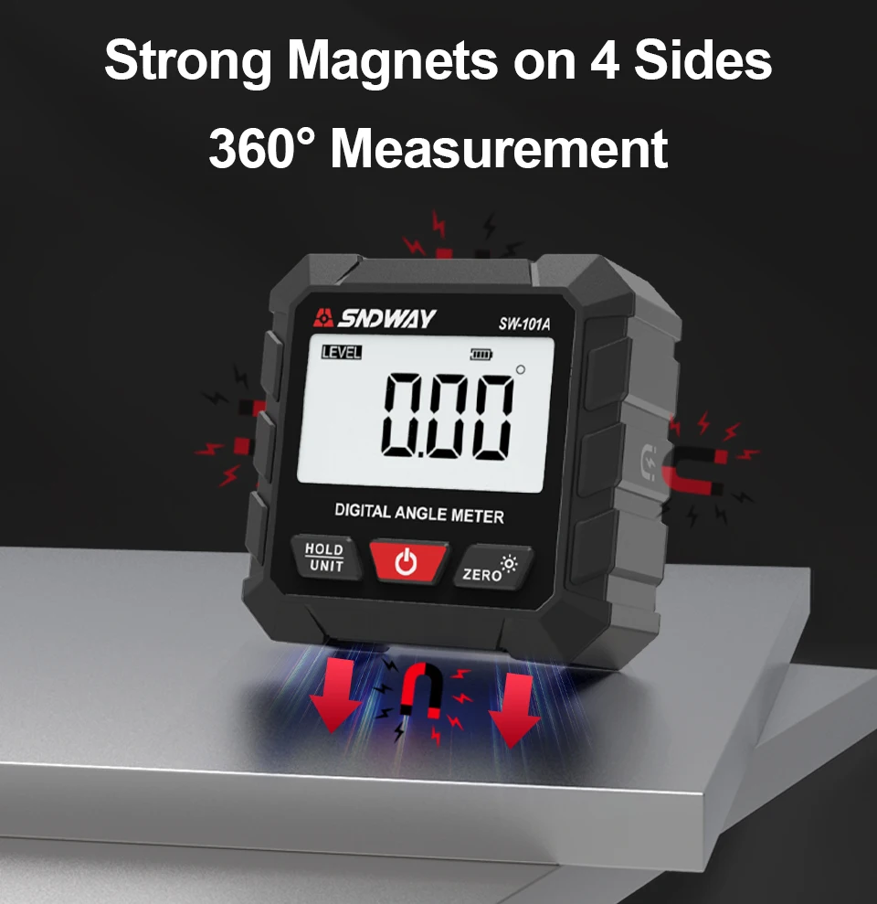 SNDWAY Digital Inclinometer High Precision Electronic Angle Ruler Portable Level