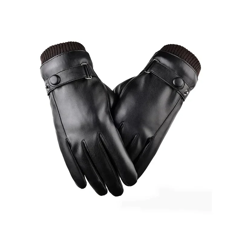 Stylish Black PU Leather Touchscreen Driving Gloves