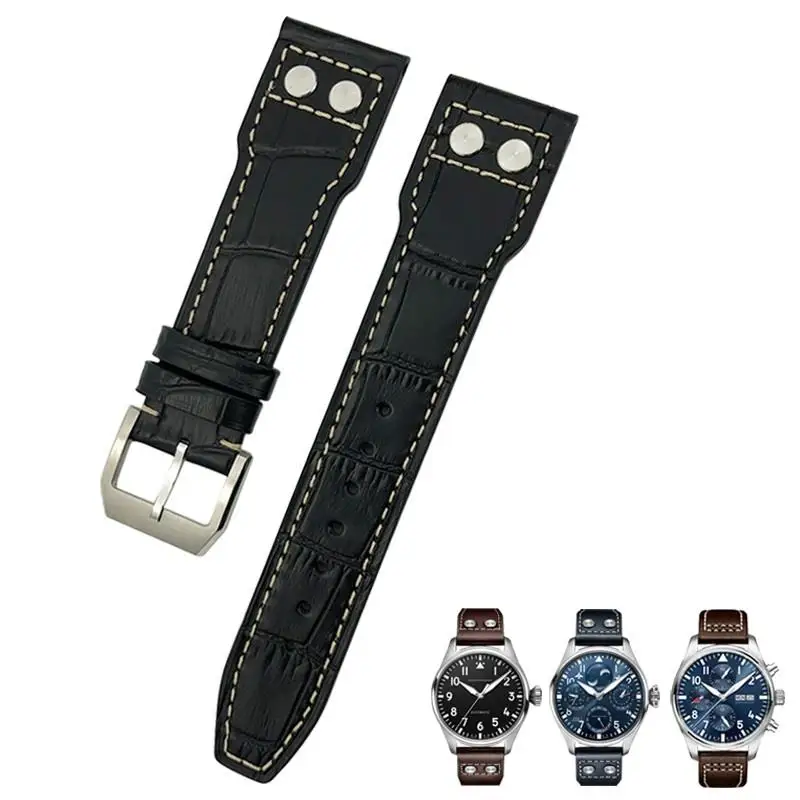 SCHIK 22mm 21mm 20mm Watchband Genuine Leather Fit for IWC Big Pilot Strap Pilot's Watch Band Bracelets Accessories Men tools