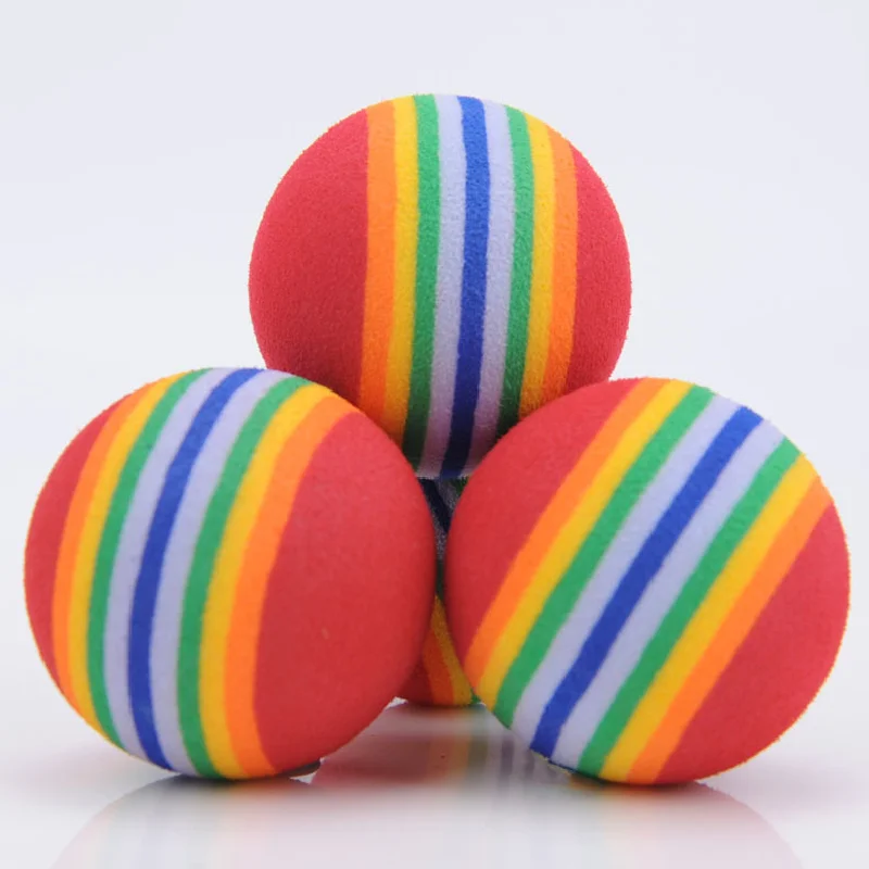 

2 PCS/LOT Pet Rainbow Ball Cat Foam Colorful Elastic Balls Puppy Bite Cat Toy