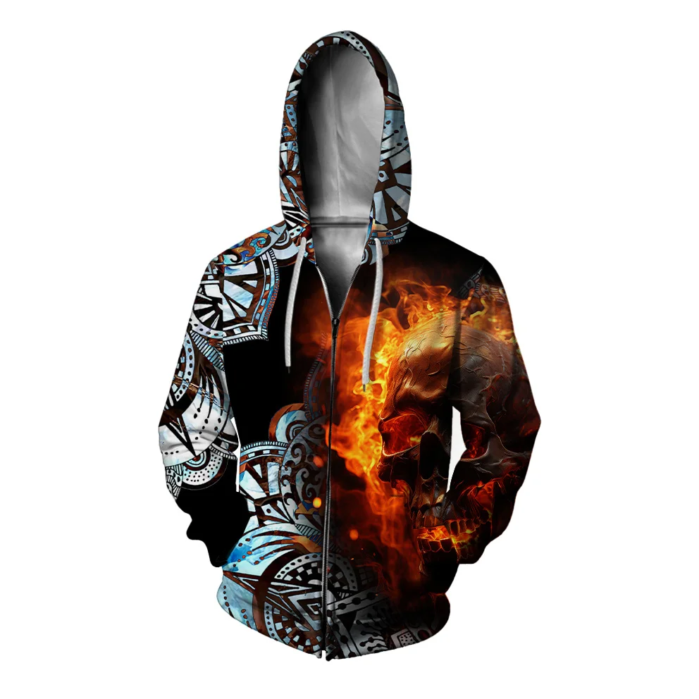 thumbnail image 1 of Sudadera con capucha de estilo nuevo de otoño, sudaderas cómodas de movimiento para hombres, sudaderas con capucha de moda con estampado de calaveras para hombres, sudaderas con cremallera y, 1 of 5