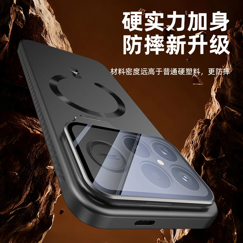 Magnetic Shockproof Case with Invisible Holder & Camera Protection - Compatible with Magsafe Wireless Charging