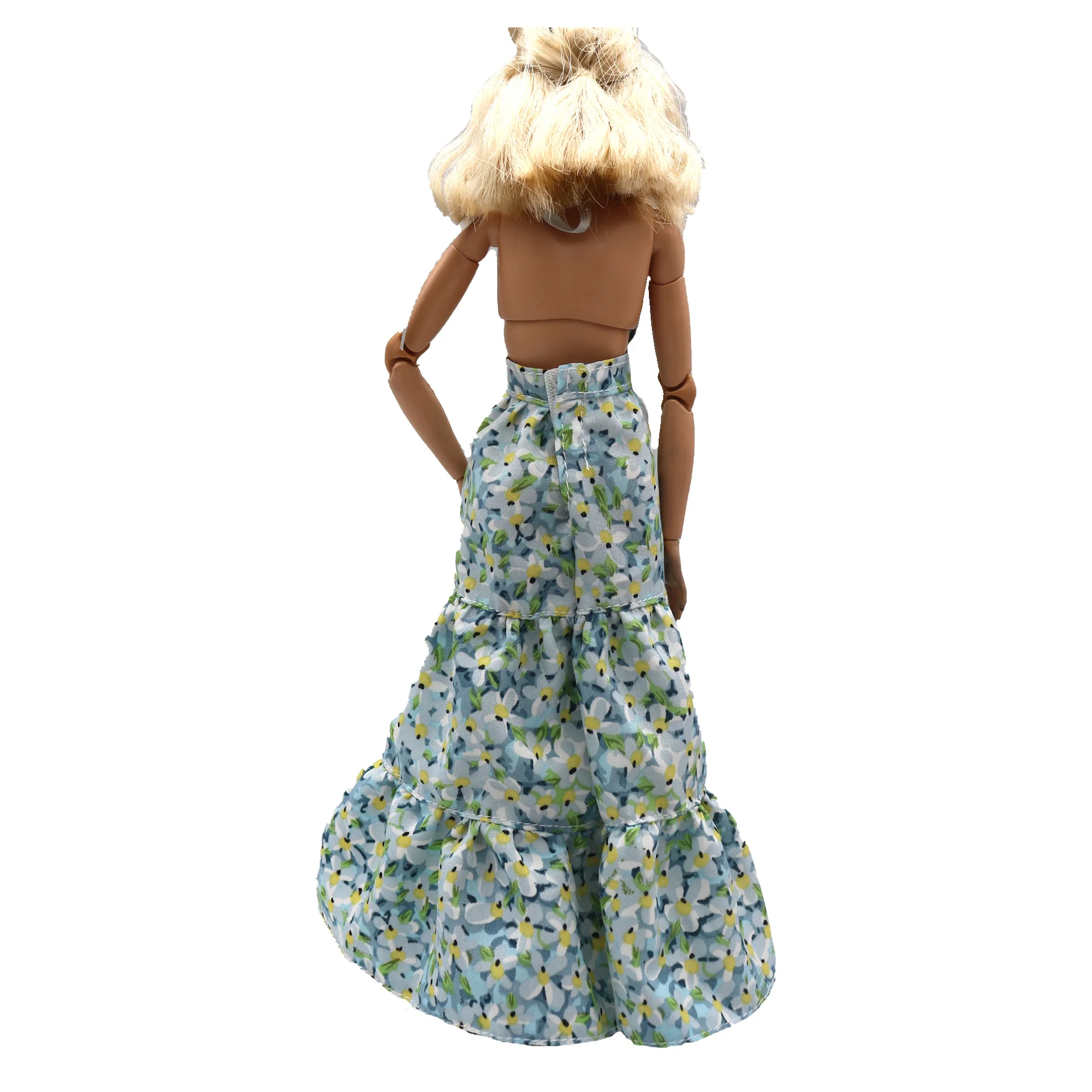 2023 new fashion clothes dress for Barbie doll 1/6 29 cm Ribbon Hanging Neck Open Back Fragmented Flower Dress