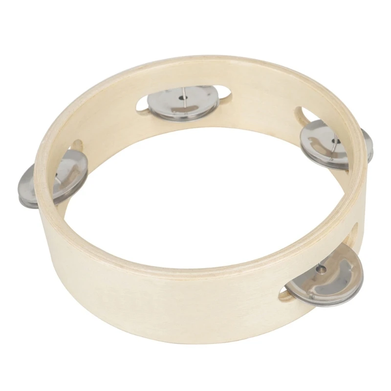 Single Row Tambourines Round Handbell Handheld Tambourine Musical Instrument for Adults, Kids, Church, Bars