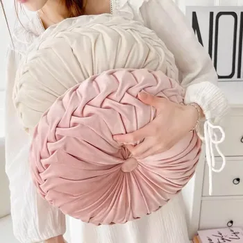 Round Pleated Throw Pillow 1