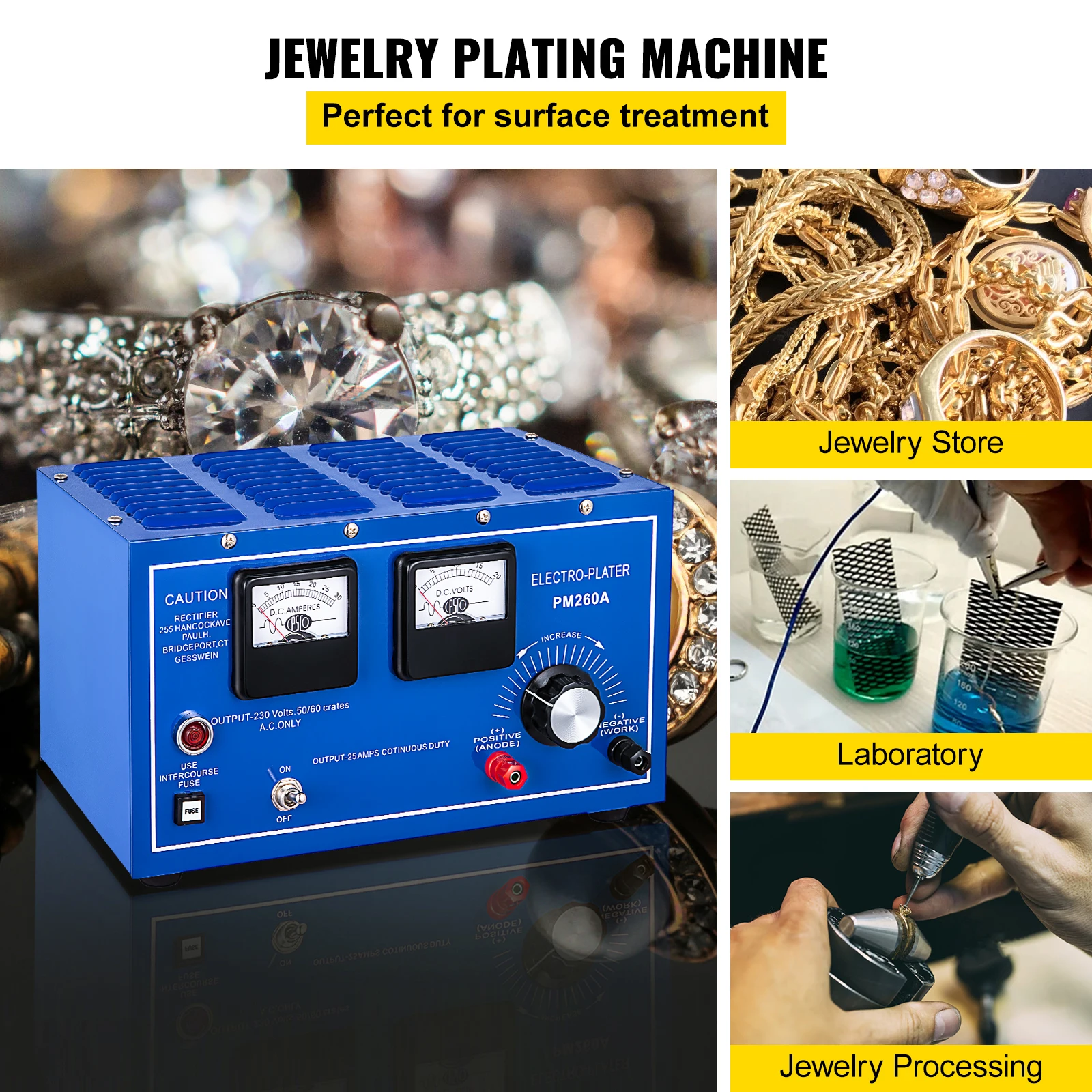  Jewelry Gold Plating Kit, 110V Jewelry Plating Machine, Gold  and Silver Electroplating Equipment Tools, Adjustable Voltage, Overcurrent  Protection, for cCopper, Nickel, Chromium, Gold, Silver