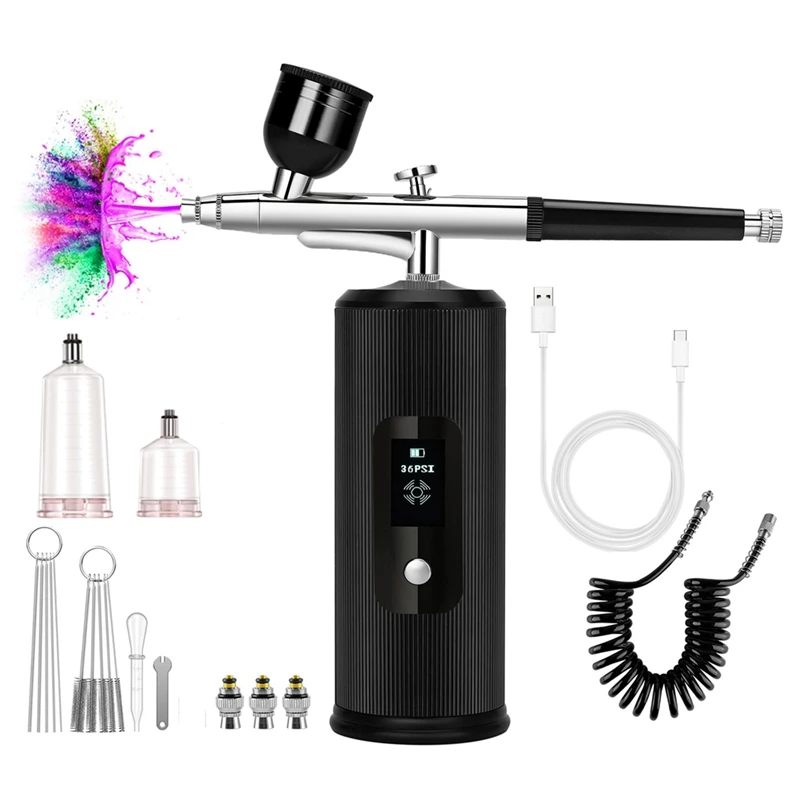 

Cordless Airbrush Kit With Compressor Display, Portable Handheld Airbrush Set For Painting Cake Decor Nail Art Easy Install