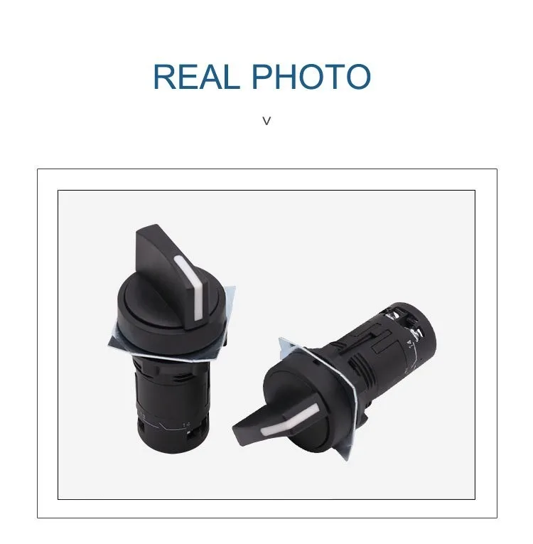 Interruptor giratório de botão redondo, travamento plástico,