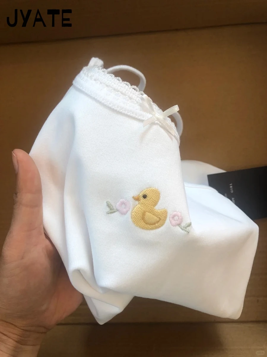 여성용 작은 오리 자수 할로우 아웃 탱크 탑, 코튼 패션, 페어리콘 스타일 크롭탑, 귀엽고 시크한 카미스 Y2K, 여름 신상