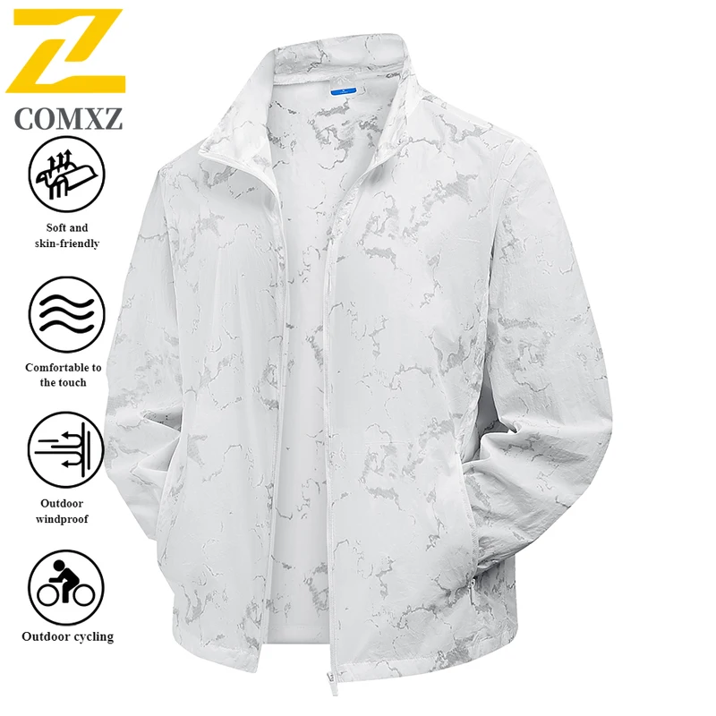 EiAO Camo Sunscreen clothing Men UPF50+ Cooling Fishing Shirt Lightweight Breathable Outdoor Skin Jacket for Hiking Camping 2025