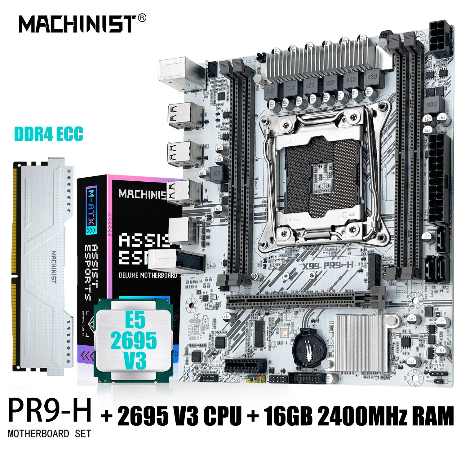 MACHINIST PR9-H X99 комплект материнской платы LGA 2011-3 Intel Xeon E5 2660 V3 CPU с 16 Гб DDR4 ECC ПАМЯТЬ Combo NVME M.2 SATA