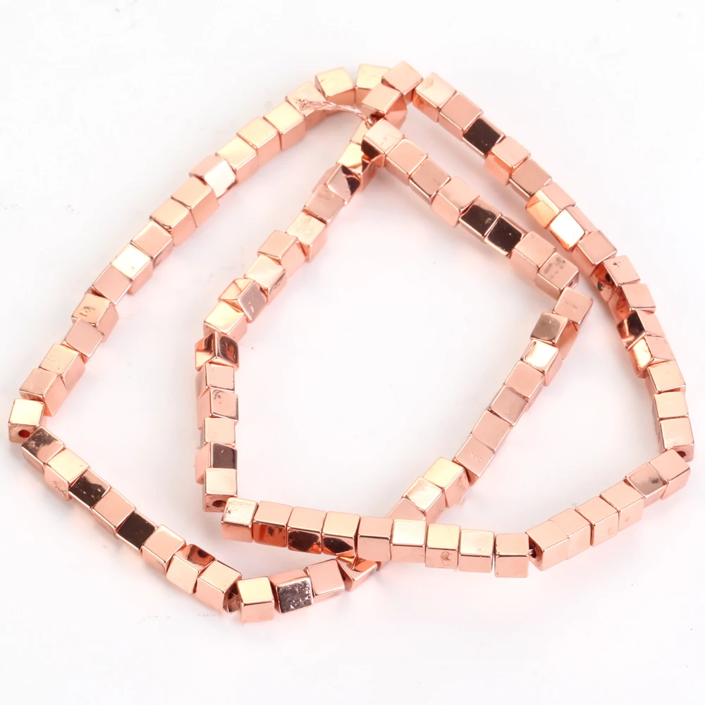 Natürliche Stein Überzug Bunte Cube Form Quadratisch Hämatit Lose Spacer Perlen für Schmuck Machen DIY Armband Statten 2/3/4mm – Detail 9