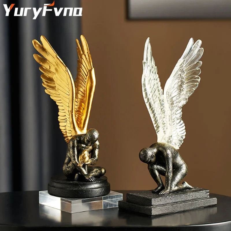 

Home Modern Resin Statue Golden Abstract Character Home Decor Statue and Sculpture Figures Desktop Ornaments Nordic Decoration