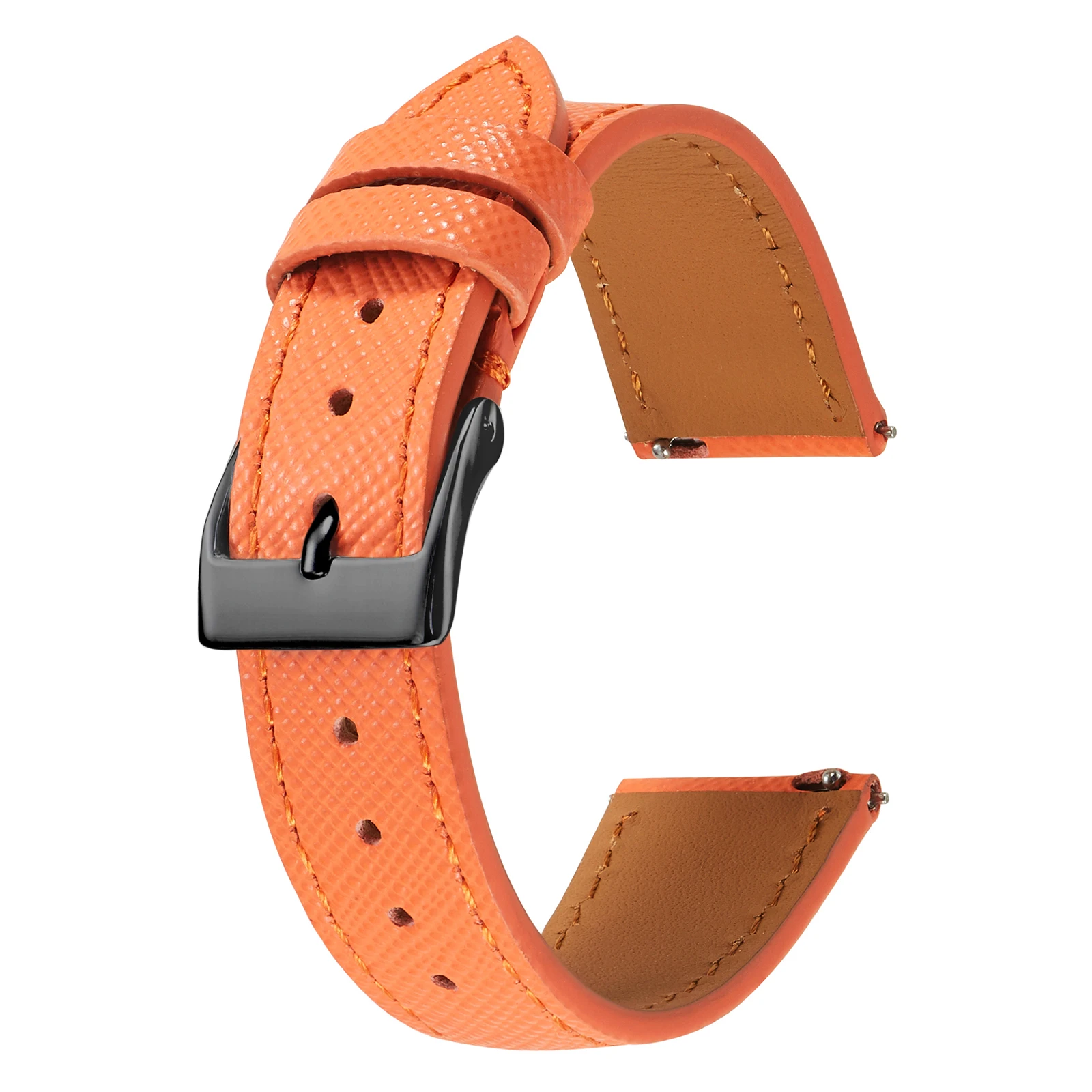 Sleek Tapered Saffiano Leather Quick Release Watch Strap