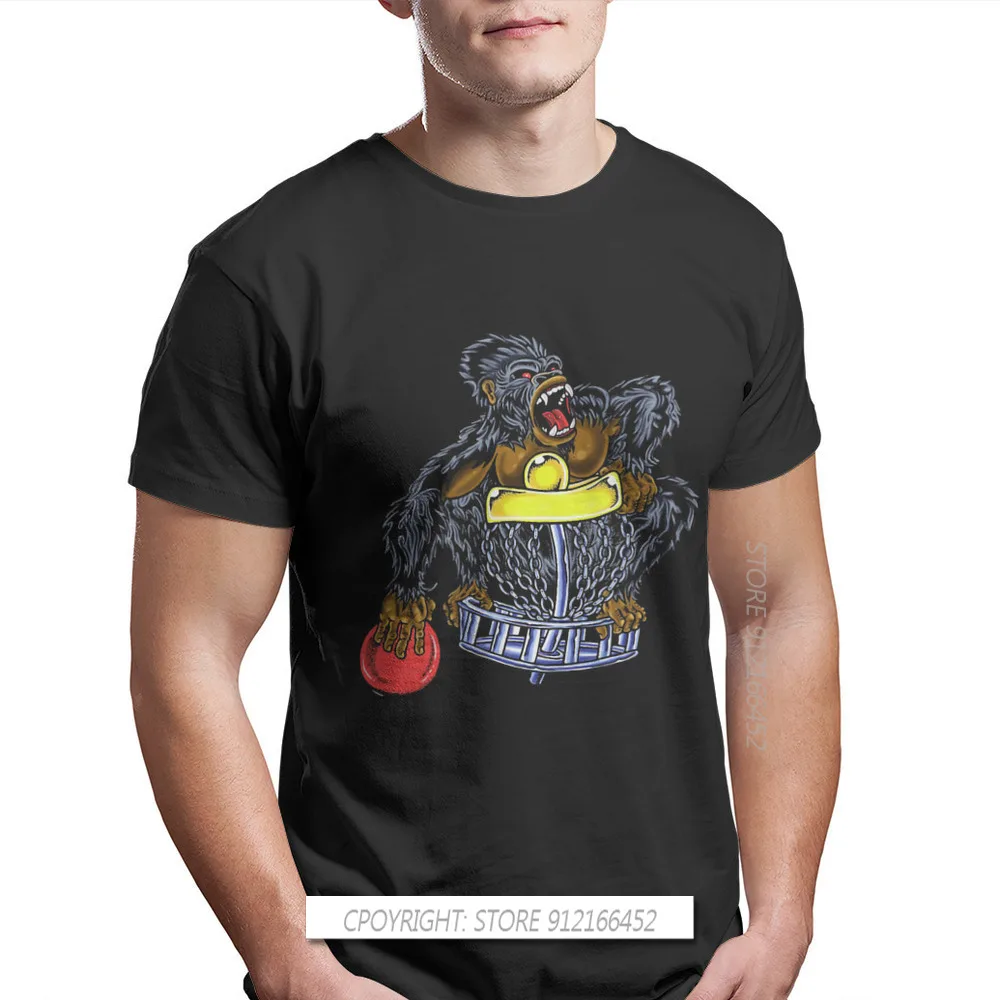Camiseta con estampado de gorila para hombre, camisa con disco de Golf, cestas de tiro, ejercicio, alta calidad, Idea de regalo novedosa, ropa 100% algodón