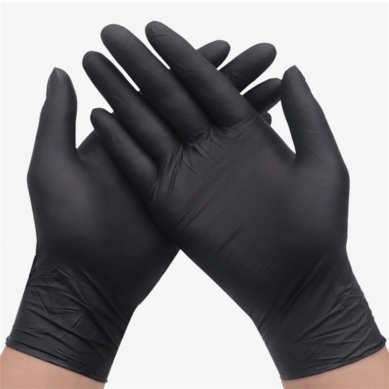 20 Pcs Of Pure Nitrile Gloves (Latex Free) Protective Gloves Black For Home Cleaning Inspection Food Industry Chemical Industry