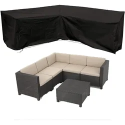 Outdoor Furniture Protector - Anti - UV, Waterproof, Windproof L - shaped Sofa Cover - 250X250X100x80 (Black)