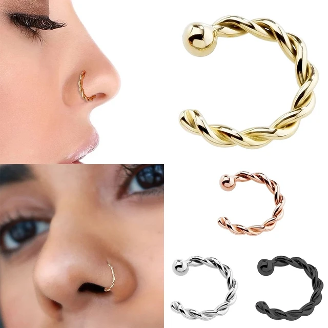 Buy Fake Tiny Nose Hoop Ring 6mm Hoop Dainty Small and Snug Faux Piercing  Online in India - Etsy