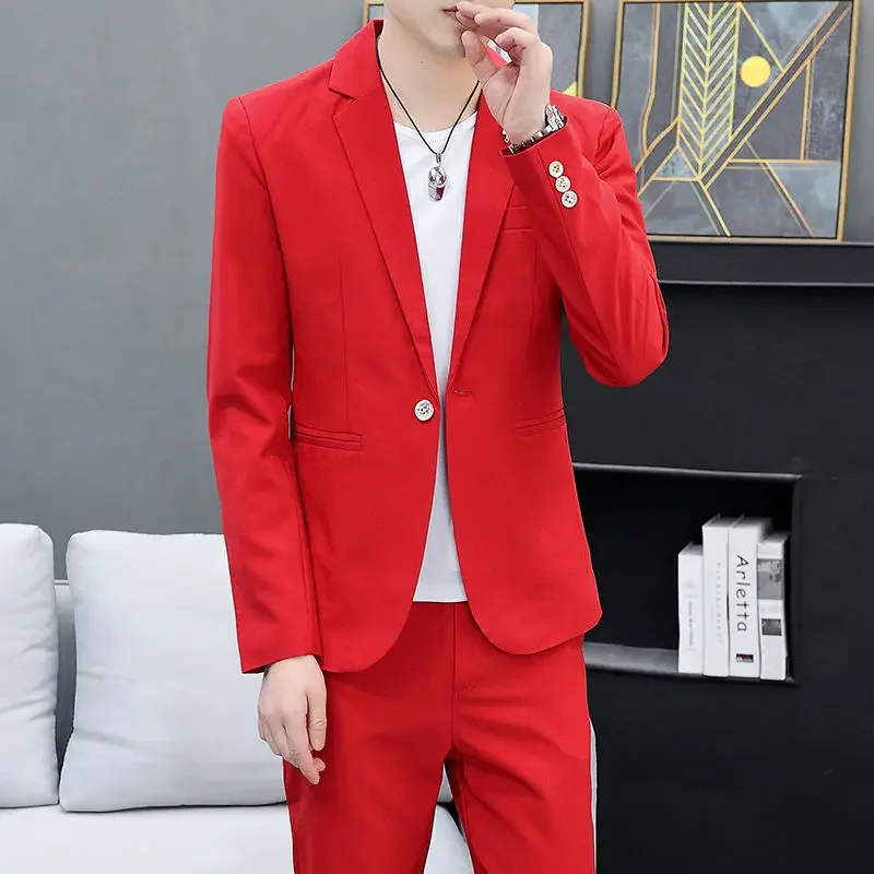 thumbnail image 1 of Conjunto de 2 piezas para hombre, traje completo para hombre y blazer, tendencias, disfraces, primavera, otoño, formal, clásico, pantalones, ropa, 1 of 4