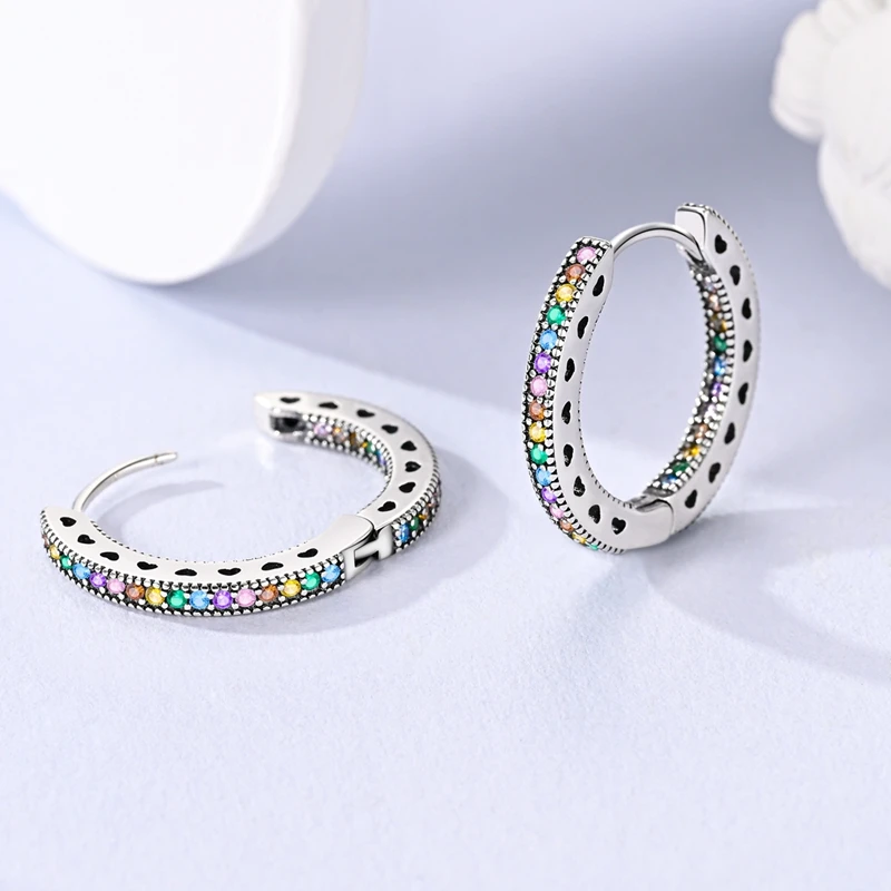 925 Sterling Silver Hoop Earrings Large Round Simple Zirconia Drop Earrings for Women Girl Party Birthday Wedding Jewelry Gifts