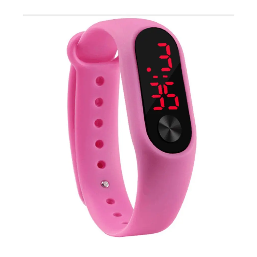 Fashion Outdoor Simple Sports Red LED Digital Bracelet Watch Men Women Colorful Silicone Watches Kids Children Wristwatch Gift 