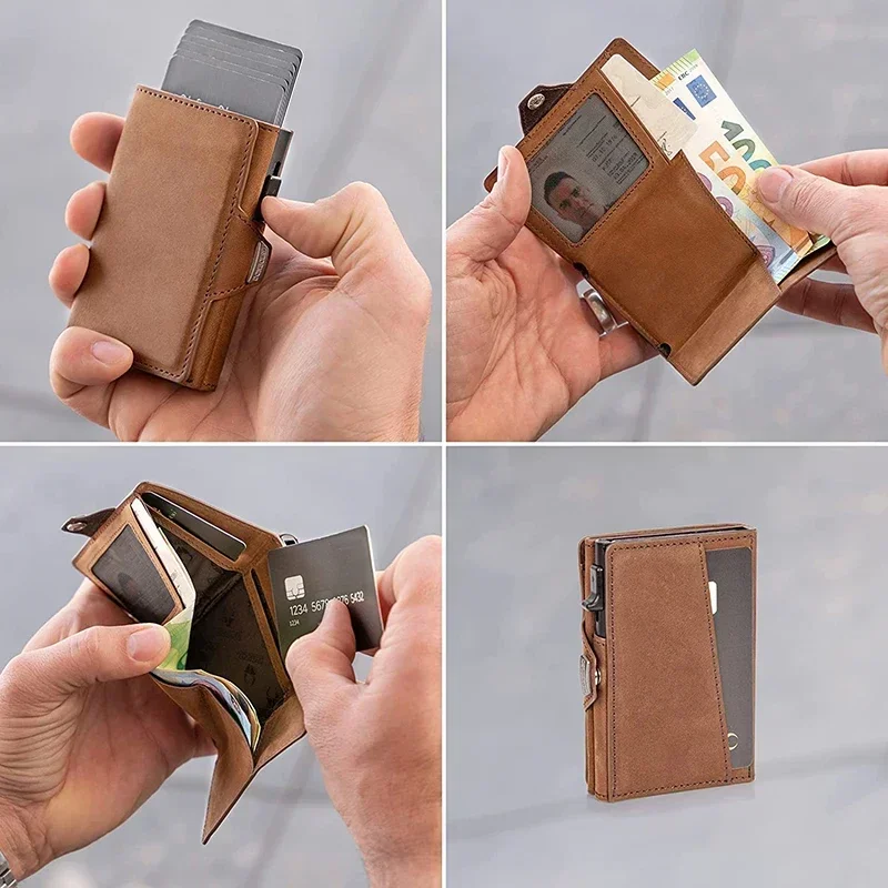 Pop-up Credit Card Case Card ID Holders Leather Mini Wallet Men RFID Small Purse wallet card holder leather wallet credit card wallet credit card holder card holder card wallet id card case business card holder id card holder document card wallet wallet card bag