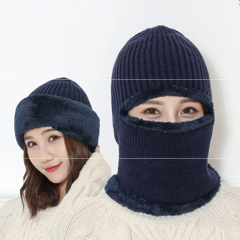 2025 Winter Knitted Balaclava Mask Thickened Windproof Warm Cycling Full Face Cover Women Men Thermal Anti-Cold Running Ski Mask