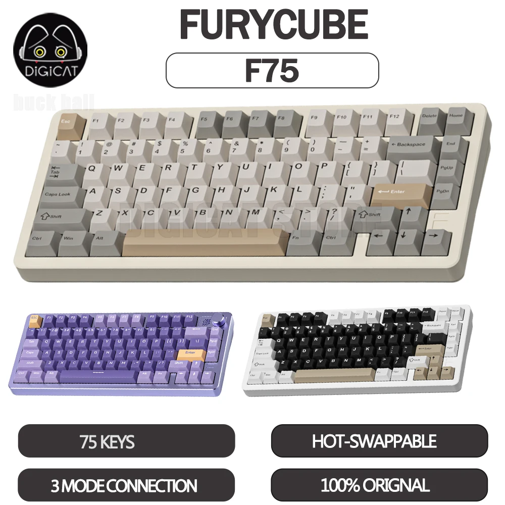 

Механическая клавиатура Furycube F75 из алюминиевого сплава, 3 режима, USB/2,4G/Bluetooth