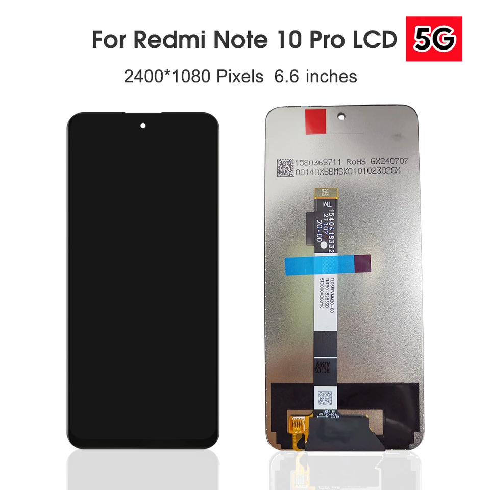 Écran LCD TFT Complet Noir Pour Xiaomi Redmi Note 10 Pro, Neuf