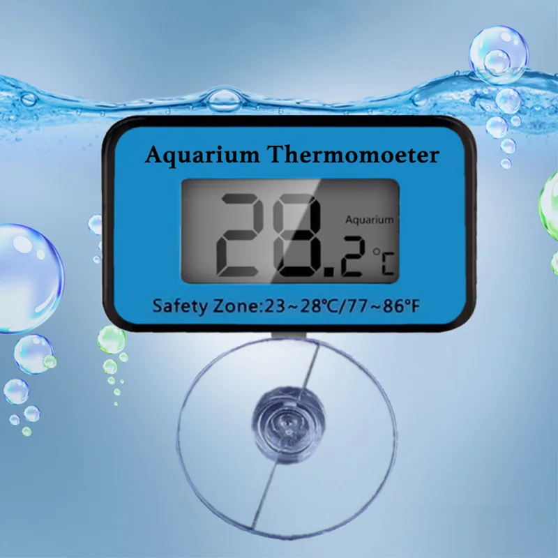 Aquarium Thermometer LCD Digital with Probe Suction Cup Fish Tank Water Electronic Measurement